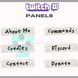 24x Twitch パネル パック - テープ パネル、テープ、メモ用紙、ミニマリスト、美的、ストリーマー向け - 即時ダウンロード/すぐに使える PNG(透明)