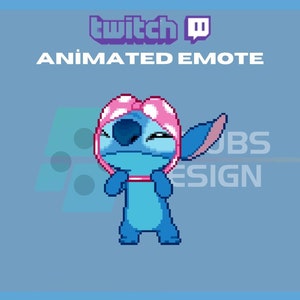 Animiertes Twitch Emote, Stitch BH Hut Emote, Stitch Pixel Emote, niedliches Emoji, für Luftschlangen - Sofort Download / ready to use (transparent)
