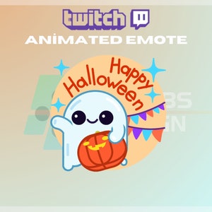 Animated Twitch, Kick Emote, Halloween Emote, Cute Ghost Emote, Happy Emote, For Streamers-Instant Download / Ready to Use (transparent)