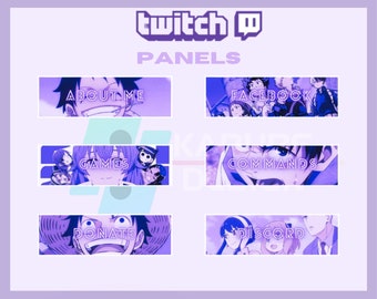 15x Twitch Panels Pack - Cute Anime Panels,  Anime Girl, Purple Panel, Boy or Girl, for Streamers - Instant Download /Ready to Use PNG