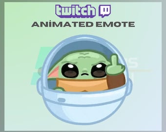 アニメーション Twitch、キック エモート、ベビーヨーダ エモートなし、バイバイ エモート、かわいいエモート、エモートなし、ストリーマー向け - 即時ダウンロード/すぐに使用可能(透明)
