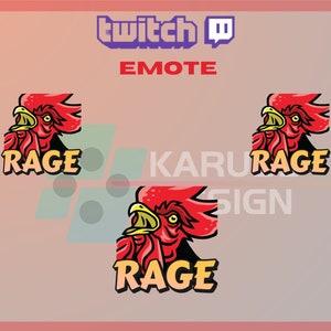 Rage Rooster Twitch Emote: Streaming Community Design (Instant Download)