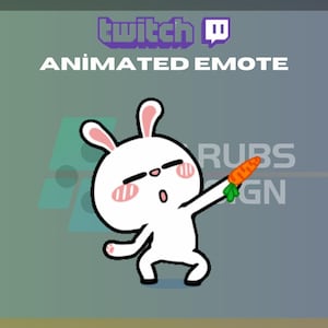 Animated Twitch, Kick Emote, Dancing Bunny Emote, Carrot Dance Emote, Cute, For Streamers - Instant Download / Ready to Use (transparent)