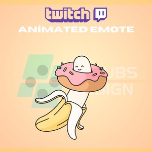 Emote animado de Twitch, patada, banana, donut, lindo, loco, para streamers: descarga instantánea, listo para usar (transparente)