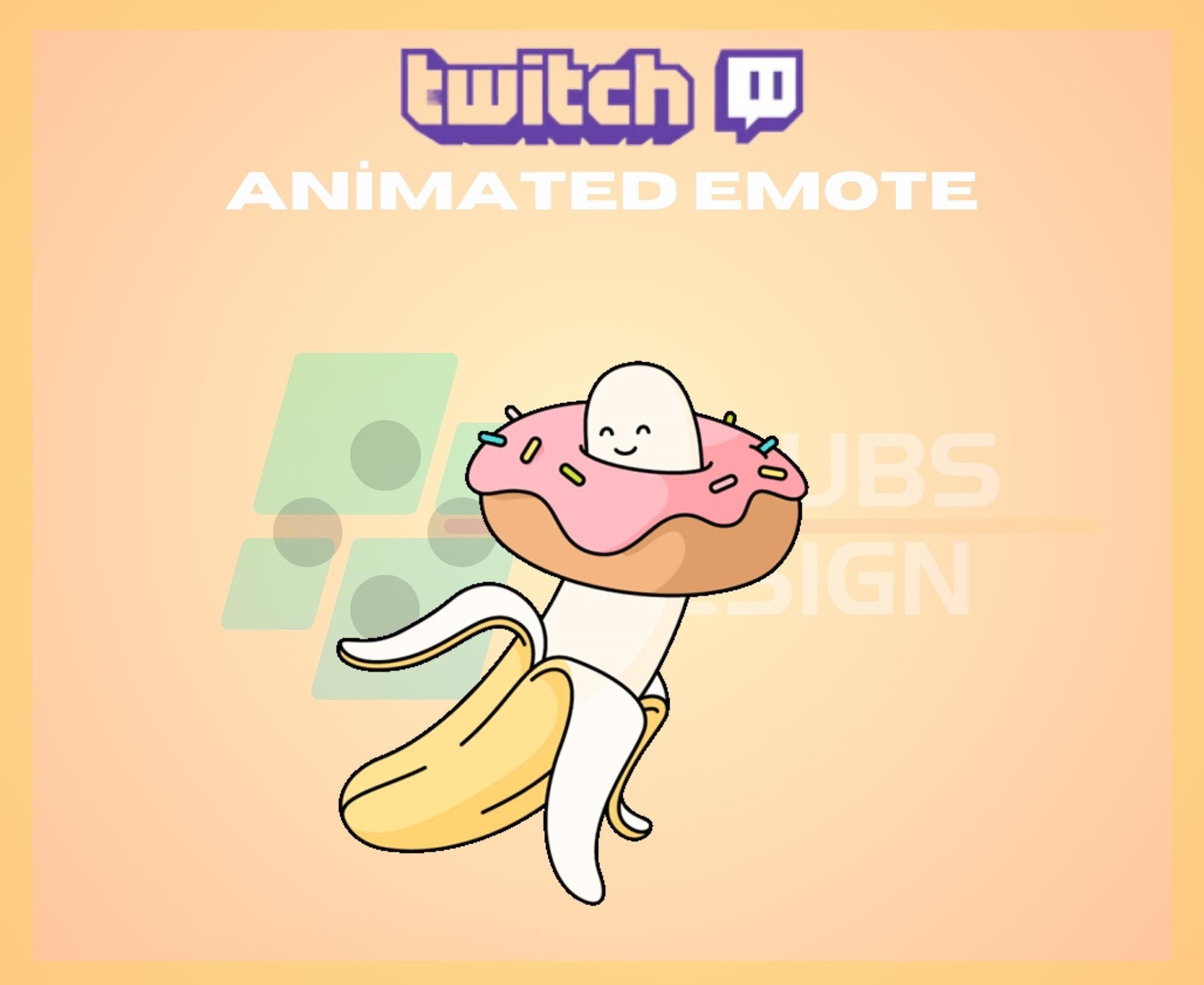 Animated Twitch, Kick Emote, Banana Emote, Doughnut Emote, Cute Emote, Crazy, For Streamers - Instant Download / Ready to Use (transparent)