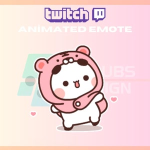Animated Twitch, Kick Emote, Twirl Pink Bear Emote, Cute Bear Emote, Kawaii, For Streamers-Instant Download / Ready to Use (transparent)