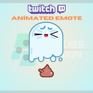 Animated Twitch, Kick Emote, Pooping Ghost, Cute, Poop Emote, Pee One&#39;s Pants, For Streamers - Instant Download / Ready to Use (transparent)