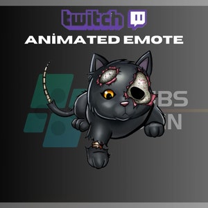 Animated Twitch Emote, Cat Emote, Zombie Emote, Scary Emote, Halloween Emote, For Streamers - Instant Download / Ready to Use (transparent)