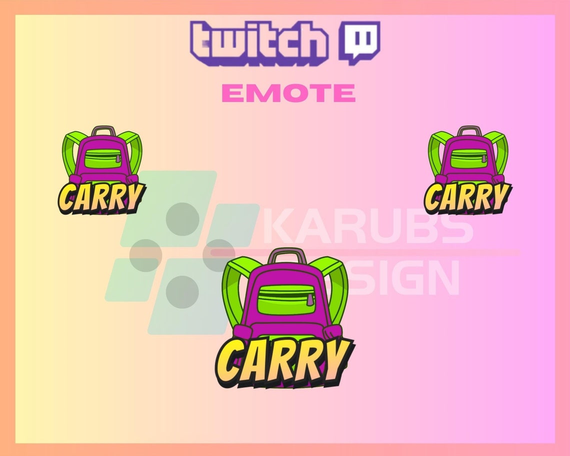 1 Twitch Emote, Carry Emote, Pink Bag Emote, Funny Emote, Digital Art ...