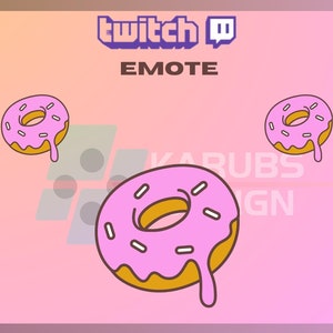 1 Twitch Emote, Pink Doughnut Emote, Food Emotes, Cake Emotes, Donut Emotes, For Streamers - Instant Download/Ready to Use PNG (transparent)