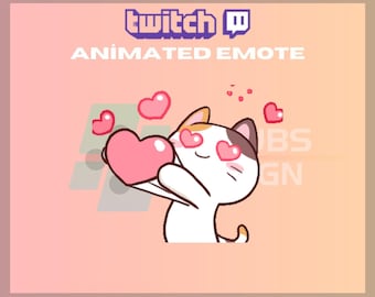 Animated Twitch, Kick Emote, Cat Love Emote, Heart Emote, Cute Cat Emote, Animal, For Streamers-Instant Download/Ready to Use (transparent)