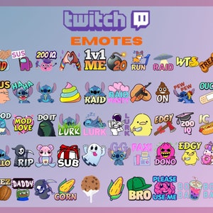 50 twitch, kick-emotes, meme-emote, pack, grappige emote, bundel, leuke emotes, voor streamers - direct downloaden/klaar voor gebruik, png (transparant)