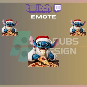 1 Twitch, Kick Emote, Stitch Santa Emote, Pizza Stitch Emote, Cute Emote, For Streamers-Instant Download/Ready to Use PNG (transparent)