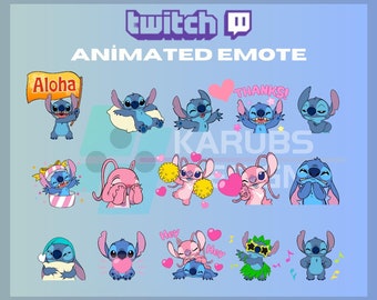 Animiertes Twitch, Kick Emote, animiertes Emote, süsses Emote, Stitch Emote, Emoji, für Streamer-Sofortiger Download / sofort einsatzbereit (transparent)