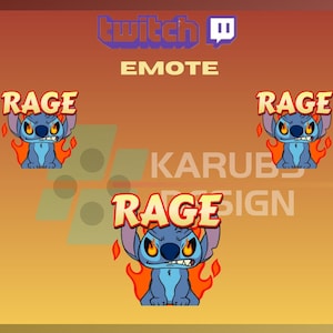 1 Twitch Emote, Stitch Rage Emote, Cute Emote, Rage Emote, Community Emote, For Streamers - Instant Download/Ready to Use PNG (transparent)