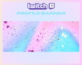 Twitch Profile Banner, Blue And Pink Profile Banner, Stars Screen, Colorful Shiny Banner, For Streamers - Instant Download / Ready to Use