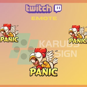 1 Twitch Emote, Panic Chicken Emote, Chicken, Panic Emote, Community Emote, For Streamers - Instant Download/Ready to Use PNG (transparent)