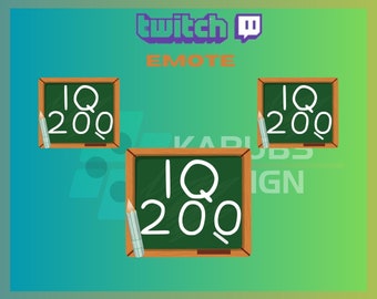 1 Twitch Emote, IQ 200 Emote, Text Emote, Chalkboard Emote, Twitch Stream, For Streamers - Instant Download / Ready to Use PNG (transparent)