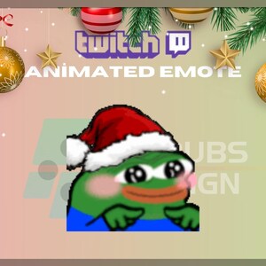 Animiertes Twitch, Kick Emote, Pepe Emote, Süßes Emote, Weihnachten, Neujahr, Für Streamer-Sofort Download / Gebrauchsfertig (transparent)