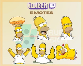6 Twitch Emotes, Homer Simpson Emotes, Funny Homer Emote, Emote Pack, Simpsons, For Streamers-Instant Download/Ready to Use PNG(transparent)
