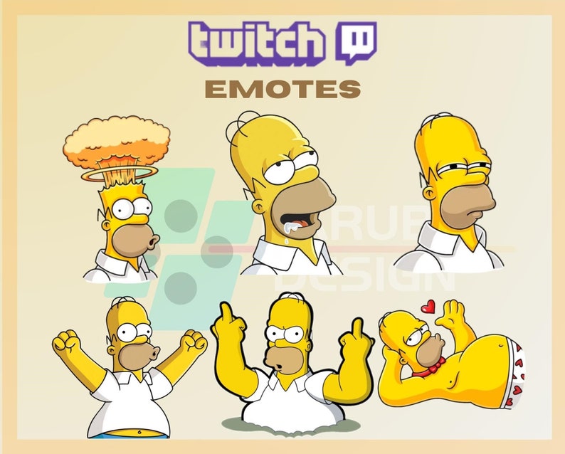 6 Twitch Emotes, Homer Simpson Emotes, Funny Homer Emote, Emote Pack, Simpsons, For Streamers-Instant Download/Ready to Use PNGtransparent image 1