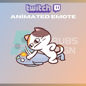 Animated Twitch, Kick Emote, Cat Slap Emote, Fish Emote, Cute Cat Emote, Kawaii, For Streamers-Instant Download/Ready to Use (transparent)