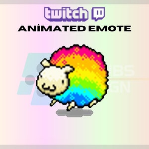 Animated Twitch, Kick Emote, Sheep Emote, Rainbow Emote, Jumping Sheep Emote, For Streamers - Instant Download / Ready to Use (transparent)