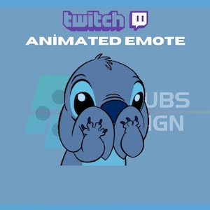 Animated Twitch, Kick Emote, Stitch Hide Emote, Stitch Cute Emote, Guilty, For Streamers - Instant Download / Ready to Use (transparent)