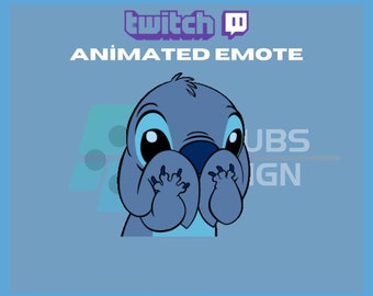 Animated Twitch, Kick Emote, Stitch Hide Emote, Stitch Cute Emote, Guilty, For Streamers - Instant Download / Ready to Use (transparent)
