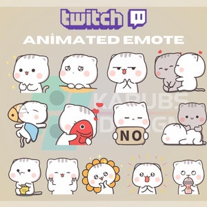 Animated Twitch, Kick Emote,  Cute Cat Emote, Cute Kitten Emote, Chibi Cat, For Streamers - Instant Download / Ready to Use (transparent)