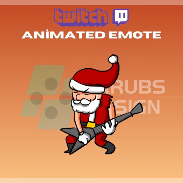 Animated Twitch Emote, Rocker Santa Emote, Party Emote, Dance Emote, New Year, For Streamers-Instant Download / Ready to Use (transparent)