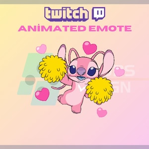 Animated Twitch, Kick Emote, Lilo Cheering Emote, Cute Emote, Stitch Emote, Love, For Streamers-Instant Download/Ready to Use (transparent)