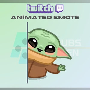 Emote animado de Twitch, Kick Emote, Baby Yoda Hola, Emote Adiós, Emote Lindo, Kick, Para Streamers - Descarga instantánea / Listo para usar (transparente)