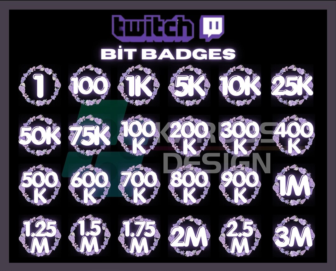 28x Purple Flower Twitch Bit Badges, Flower Badges, Purple Bit Badges ...