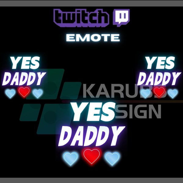 1 Twitch Emote, Yes Daddy Emote, Neon Emote, Purple Emote, Blue Emote, Cute Emote, For Streamers - Instant Download / PNG (transparent)