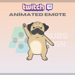 Animated Twitch Emote, Cute Pug Emote, Hi Emote, Bye Emote, Animal Emote, Dog, For Streamers - Instant Download / Ready to Use (transparent)