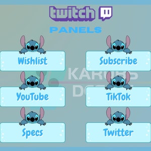 24x Twitch Panels Pack - Stitch Twitch Panels, Cute Panel, Modern Stitch Panel, For Streamers-Instant Download/Ready to Use  PNG transparent