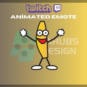 Animated Twitch, Kick Emote, Crazy Banana Emote, Dancing Banana, Fruit Emote, For Streamers-Instant Download / Ready to Use (transparent)