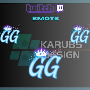 1 Twitch Emotes, Neon GG Emote, Glowing Emote, GG Emote, Community Emote, For Streamers - Instant Download / Ready to Use PNG (transparent)