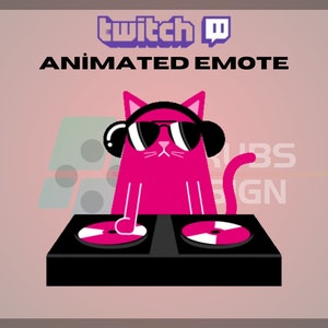 Animated Twitch, Kick Emote, Dj Cat Emote, Music Emote, Dancing Emote, Cute, For Streamers - Instant Download / Ready to Use (transparent)