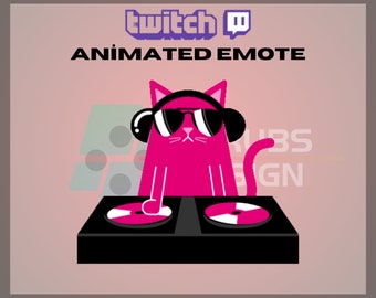 Geanimeerde twitch, kick-emote, dj-kat-emote, muziek-emote, dans-emote, schattig, voor streamers - direct downloaden / klaar voor gebruik (transparant)