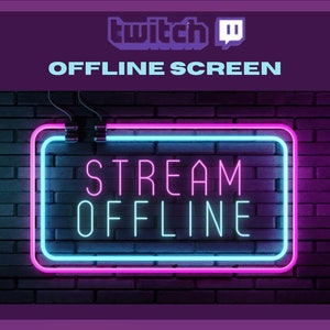 Diffusion sur écran Twitch hors ligne, Enseigne néon, Écran néon hors ligne, Arrière-plan sympa, Arrière-plan Twitch, Le flux est hors ligne, Arrière-plan du flux hors ligne