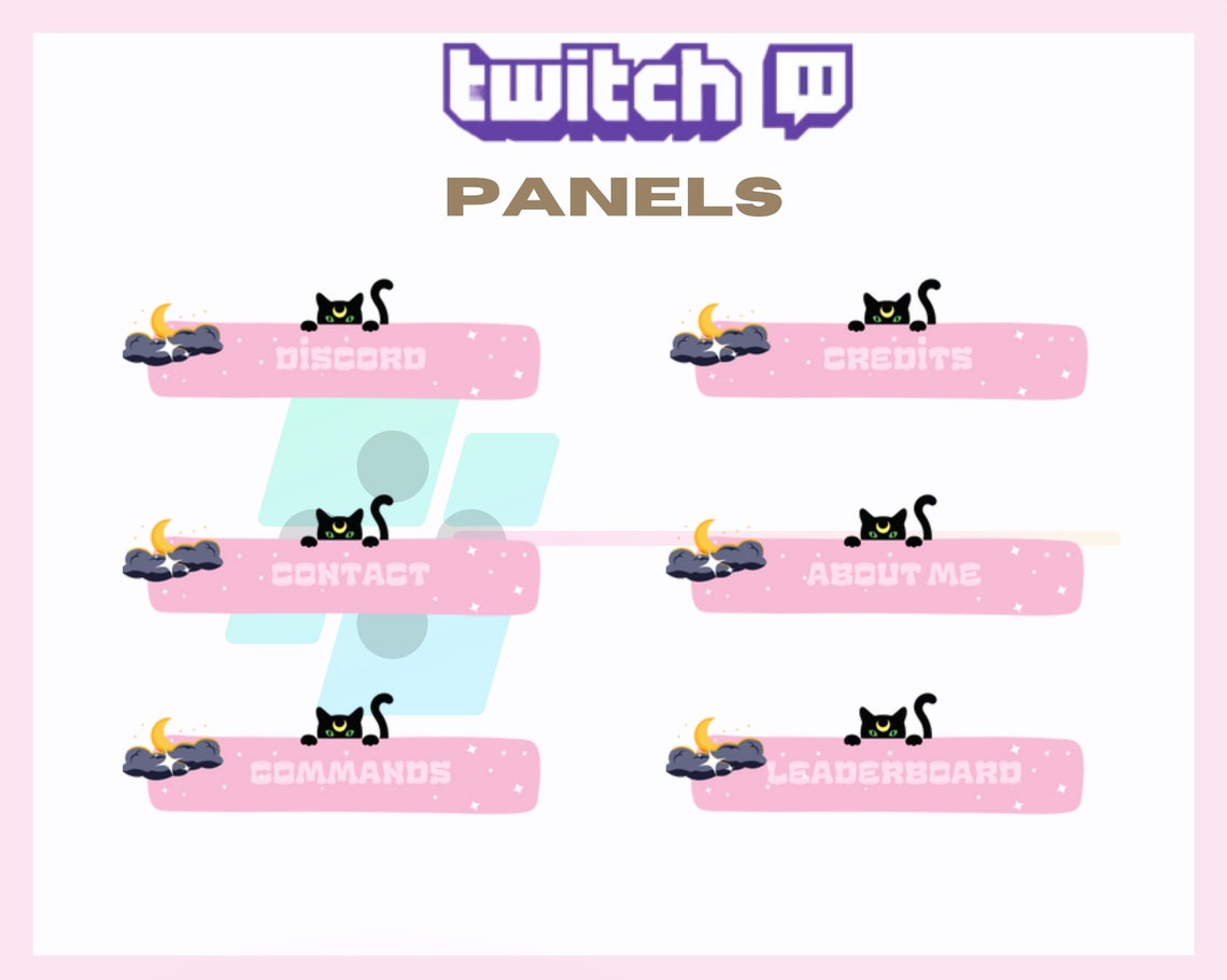 24x Twitch Panels Pack-cute Cat Panels, Black Cat, Moon and Cloud, Cat ...