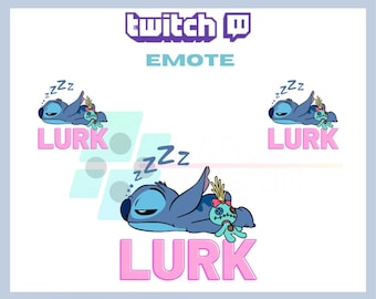1 Twitch Emote, Stitch Lurk Emote, Bubble Text Emote, Sleeping Stitch Emote, For Streamers - Instant Download/Ready to Use PNG (transparent)