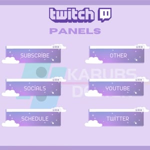 24x Twitch Panels Pack - Pastel Cloud Panel, Pop Up Windows, Purple,Cute,  for Streamers - Instant Download / Ready to Use  PNG(transparent)