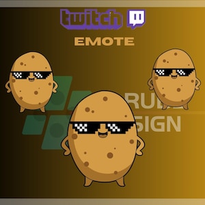 1 Twitch エモート、ポテト エモート、クールなエモート、かわいいエモート、ポテト グラス エモート、ストリーマー向け - すぐにダウンロード/すぐに使える PNG (透明)