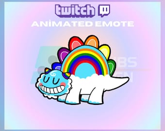Animated Twitch Emote, Rainbow Dinosaur Emote, Dancing Emote, Animal Emote, Cute, For Streamers-Instant Download/Ready to Use (transparent)