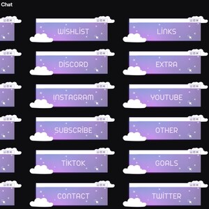 24x Twitch Panels Pack - Pastel Cloud Panel, Pop up Windows, Purple ...