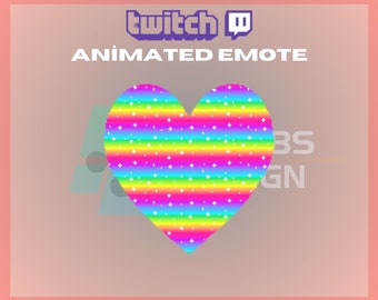 Animated Twitch, Kick Emote, Rainbow Heart Emote, Cute Emote, Love Emote, Heart, For Streamers-Instant Download / Ready to Use (transparent)