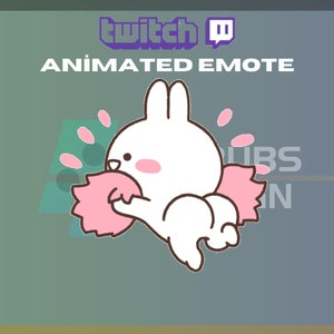 Animated Twitch, Kick Emote, Cheer Bunny Emote, Cute Emote, Bunny Emote, Animal, For Streamers-Instant Download / Ready to Use (transparent)